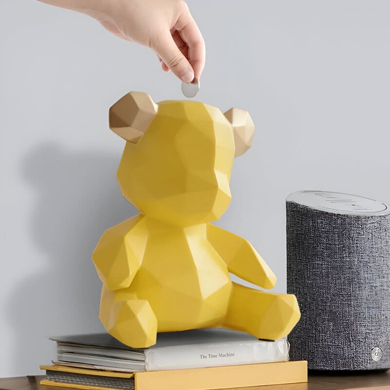 tirelire ourson bapteme jaune