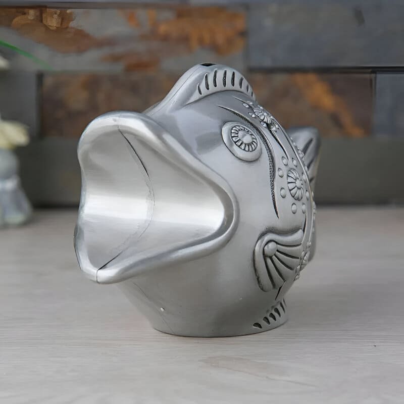 tirelire poisson argent métallique
