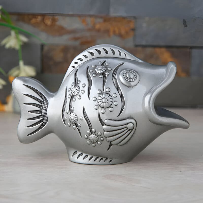 tirelire poisson métal