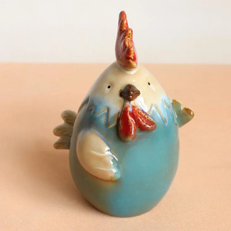 tirelire poule céramique bleu