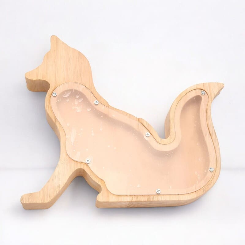tirelire renard en bois