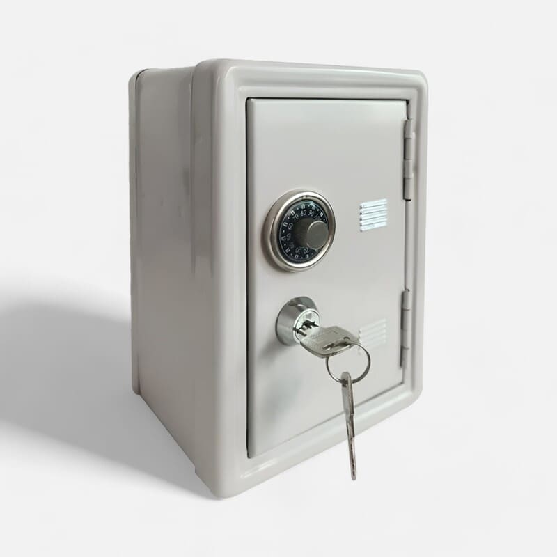 tirelire boite sécurisée à clé gris
