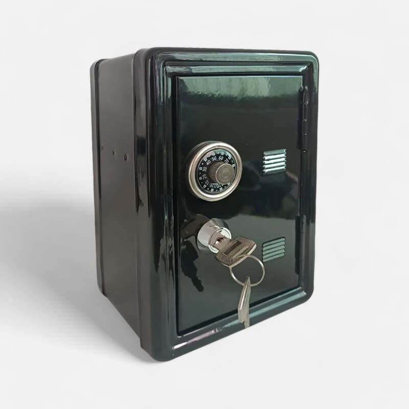 boite tirelire sécurisée à clé et code vert
