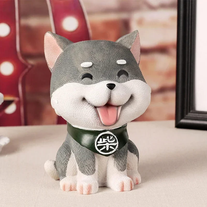 tirelire shiba inu gris