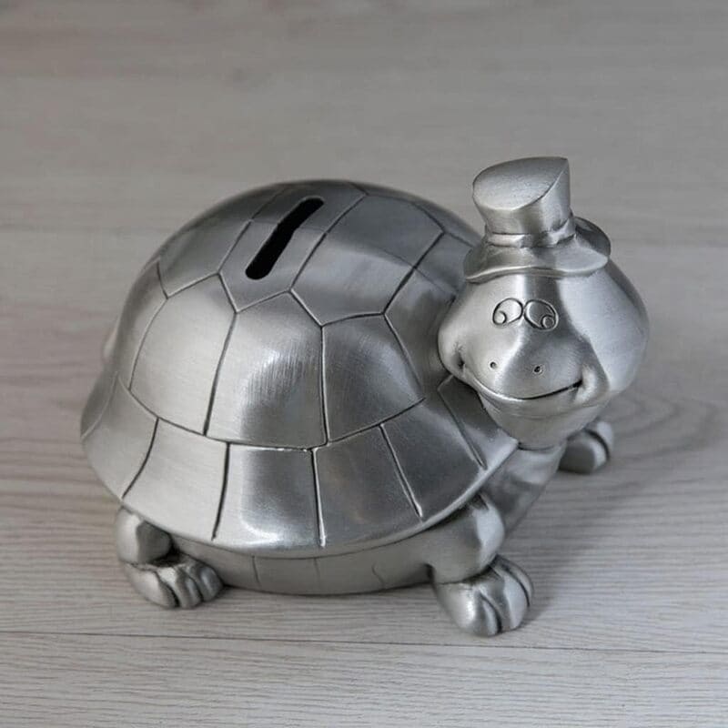 tirelire tortue argent métallique
