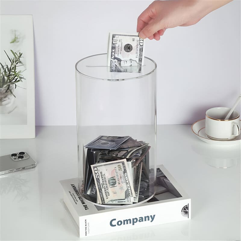 tirelire transparente sans ouverture