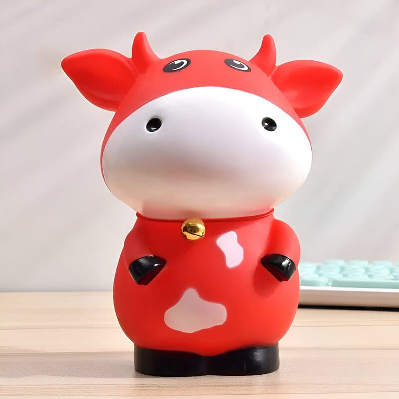 tirelire vache multicolore rouge