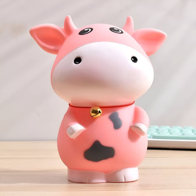 tirelire vache multicolore rose