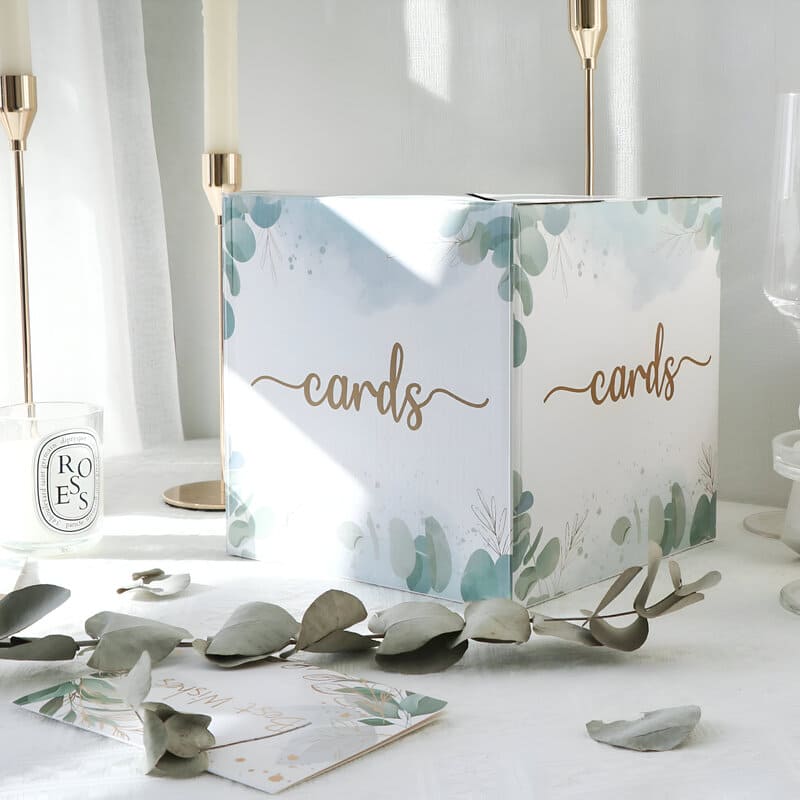 Boîte à Cartes De Mariage En Papier - Urne Cadeau 22x22cm, Avec 10 Cartes Blanches | Pour Réception, Anniversaire
