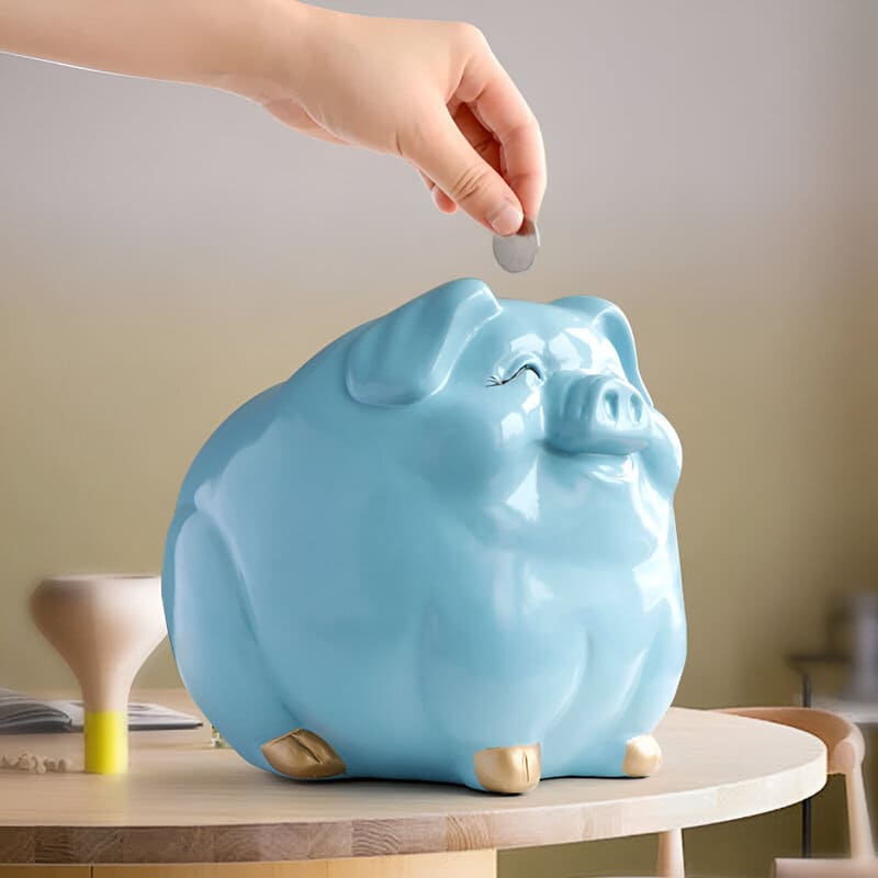 tirelire cochon geante bleu