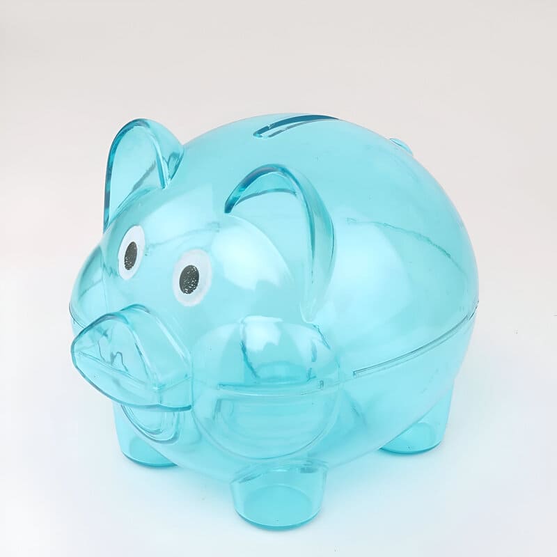 tirelire cochon transparente bleue