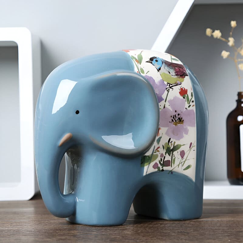 tirelire elephant ceramique bleu