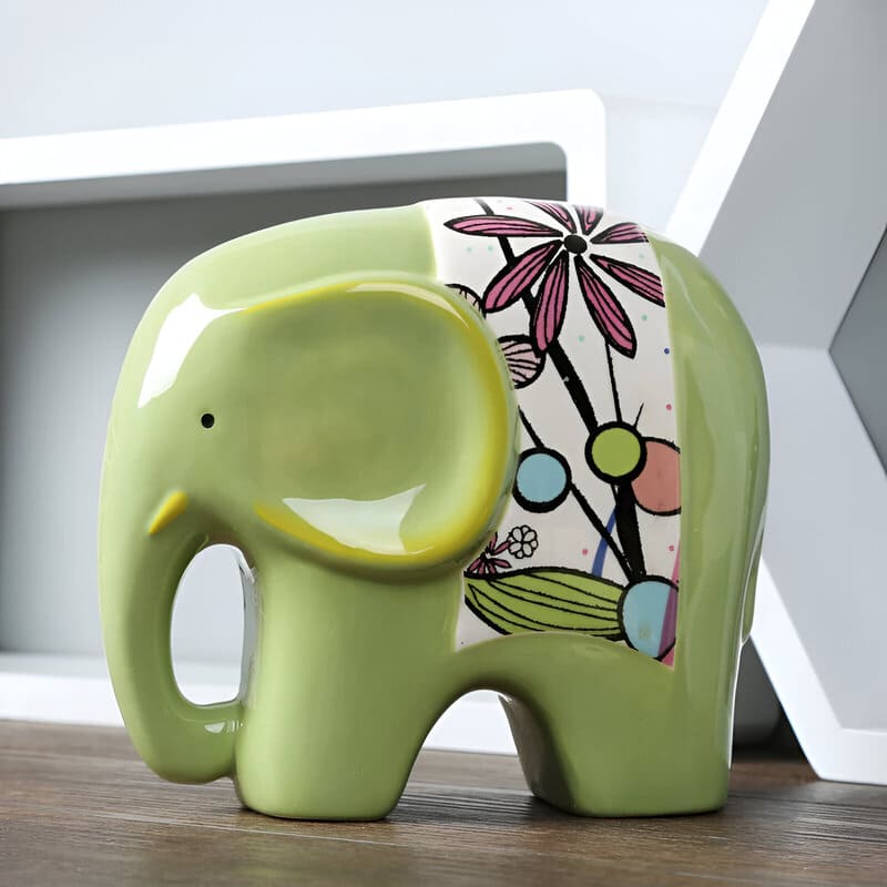 tirelire elephant ceramique vert