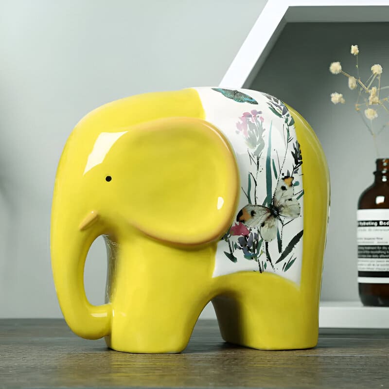 tirelire elephant ceramique jaune