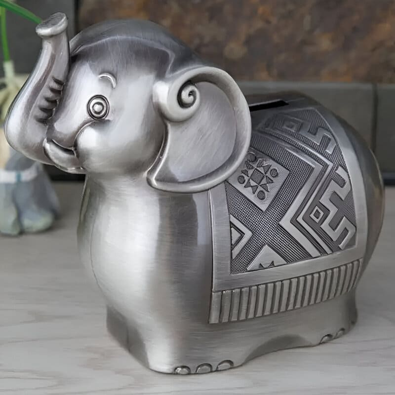 tirelire elephant plaque argent