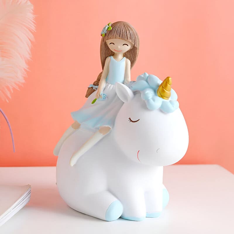 tirelire enfant licorne bleu