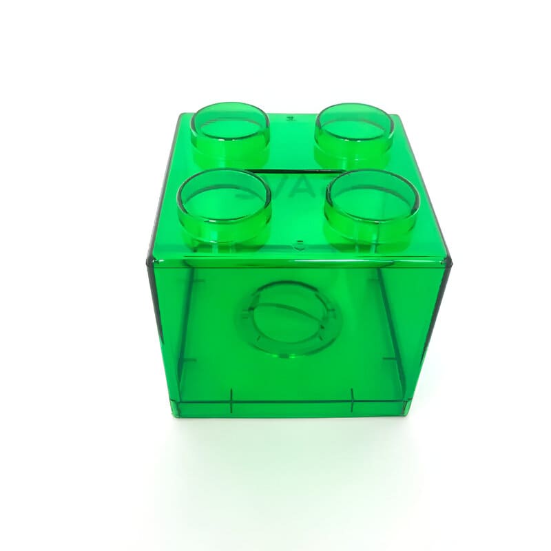 tirelire transparente en cube vert