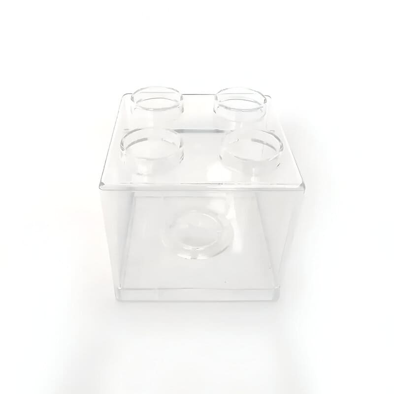 tirelire transparente en cube blanc